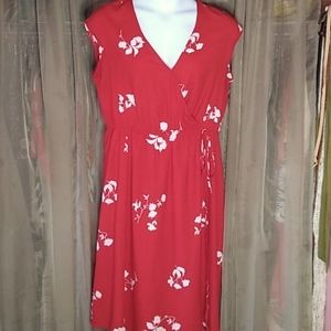 Red Floral Wrap Dress